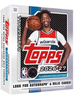 2026/27 Topps Flagship Basketball Mega Box – weiss-blaue Verpackung mit Basketballspieler im Wizards-Trikot
