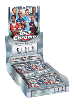 Topps Chrome UEFA Club Competitions 2025/26 Hobby Box - Offizielle Fussball Sammelkarten Box mit 1 Autogramm Garantie