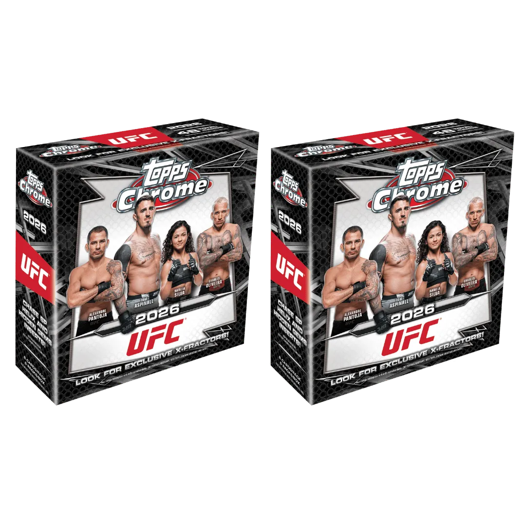 Zwei 2026 Topps Chrome UFC Mega Boxen nebeneinander
