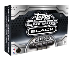 Topps Chrome Black Basketball 2025/26 Hobby Box – schwarz-silberne Verpackung mit Chrome-Black-Logo