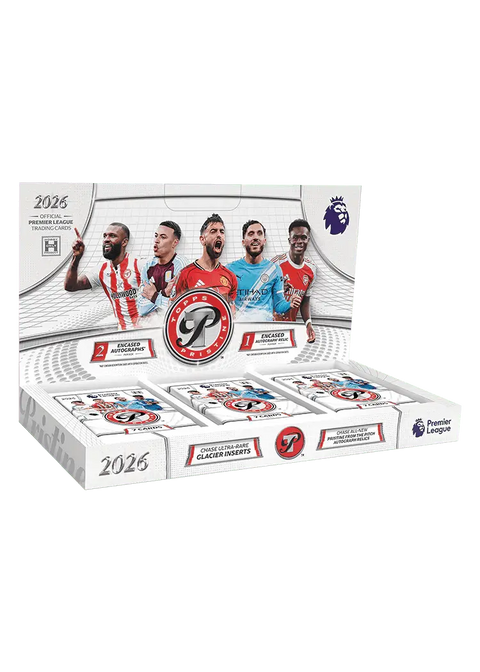 Topps Pristine Premier League 2025/26 Hobby Box – geöffnetes weisses Display mit Packs