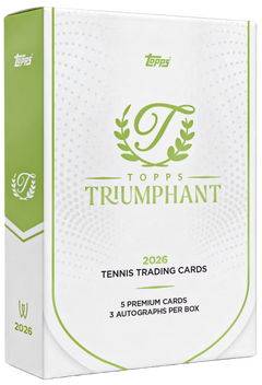 2026 Topps Triumphant Tennis Hobby Box – weiss-grüne Verpackung mit Triumphant-Schriftzug und Lorbeerkranz