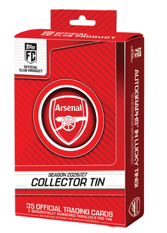Topps Arsenal FC Collector Tin 2026/27 – rote Verpackung mit Vereinswappen