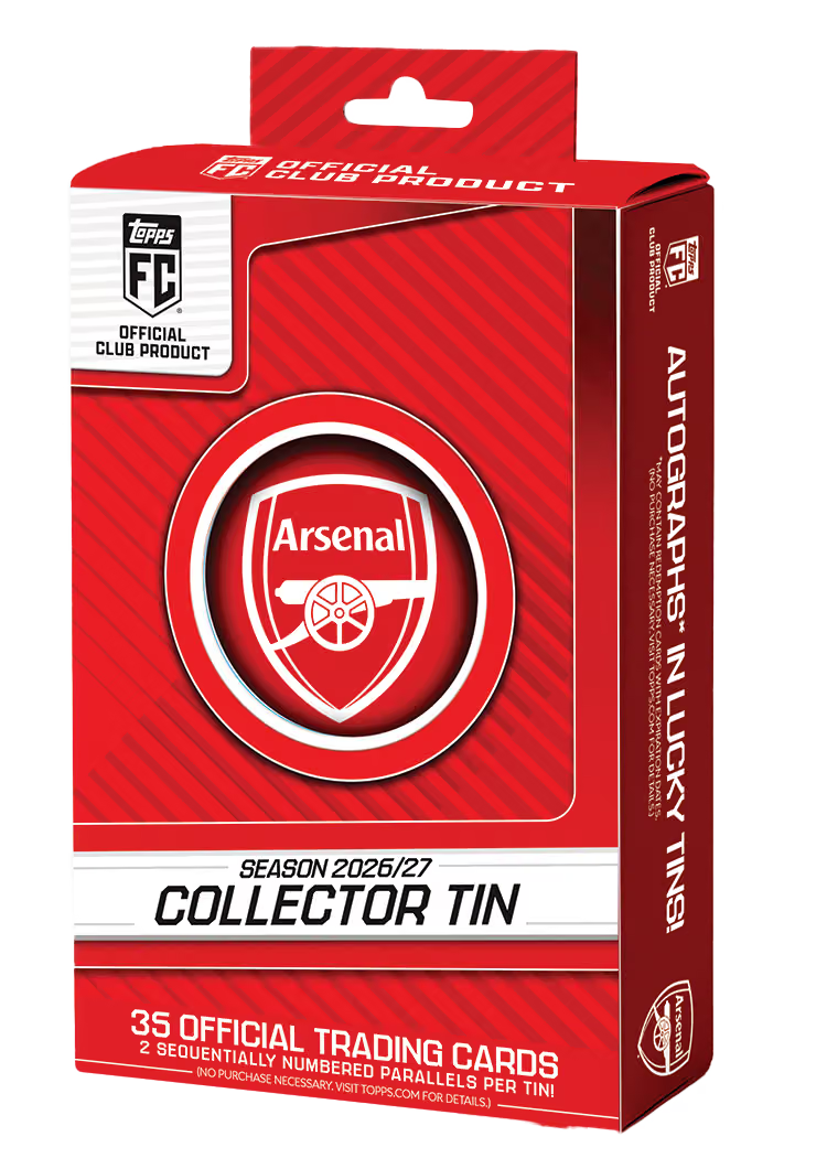 Topps Arsenal FC Collector Tin 2026/27 – rote Verpackung mit Vereinswappen