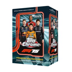 2025 Topps Chrome Formula 1 Value Box – Verpackung mit F1-Fahrern und Chrome-Logo
