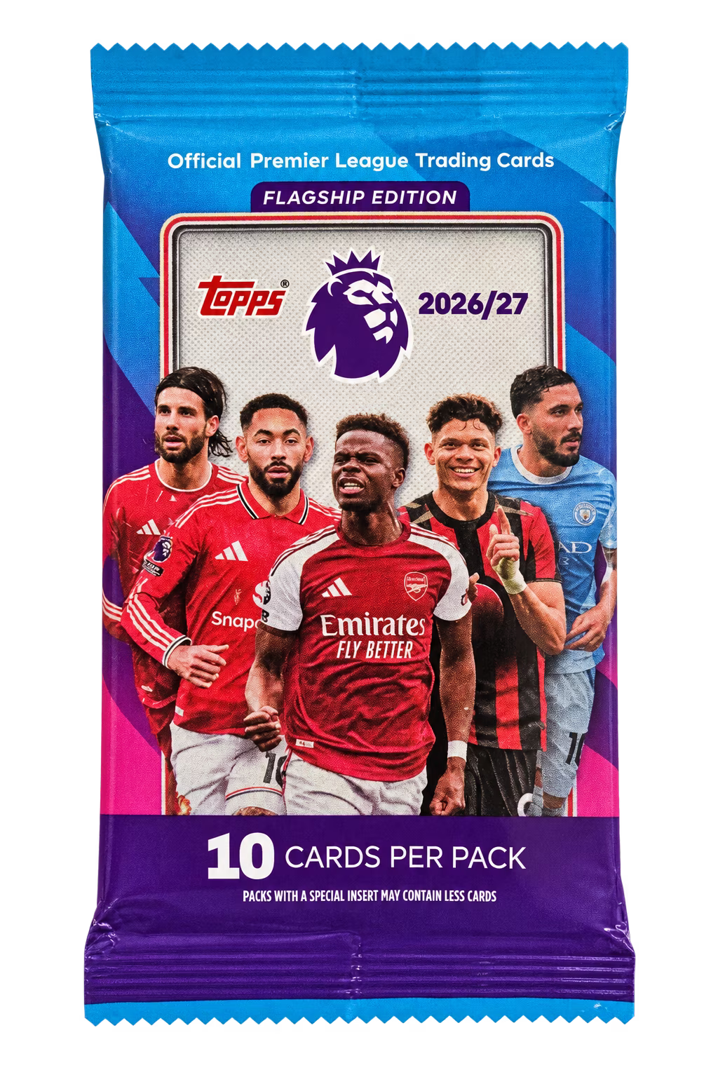 Topps Flagship Premier League 2026/27 Value Booster Pack – blau-violetter Pack mit Fussballspielern