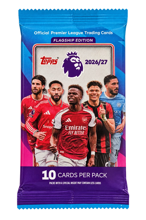 Topps Flagship Premier League 2026/27 Value Booster Pack – blau-violetter Pack mit Fussballspielern