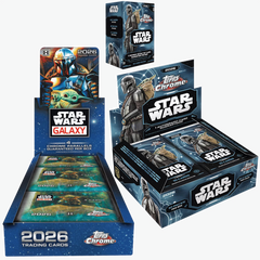 2026 Topps Star Wars Chrome Complete Bundle mit Galaxy Hobby Box, Chrome Hobby Box und Chrome Value Box