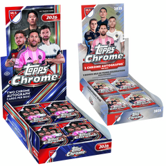 Topps Chrome MLS Hobby Box Bundle 2025 und 2026 – zwei geöffnete Displays