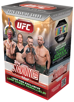 2026 Topps Stadium Club UFC Value Box – Verpackung mit UFC-Kämpfern und Lime-Green-Aufdruck