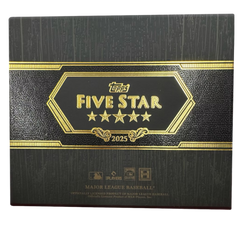 2025 Topps Five Star Baseball Hobby Box – schwarze Verpackung mit goldener Five-Star-Schrift