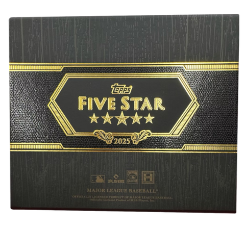 2025 Topps Five Star Baseball Hobby Box – schwarze Verpackung mit goldener Five-Star-Schrift