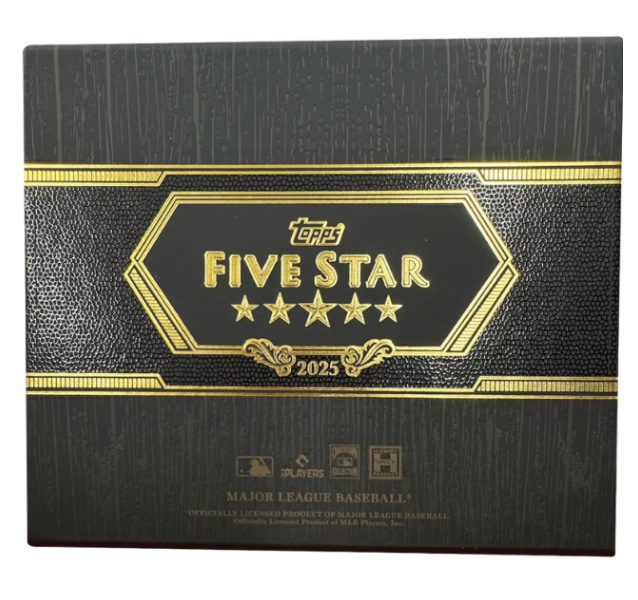 2025 Topps Five Star Baseball Hobby Box – schwarze Verpackung mit goldener Five-Star-Schrift