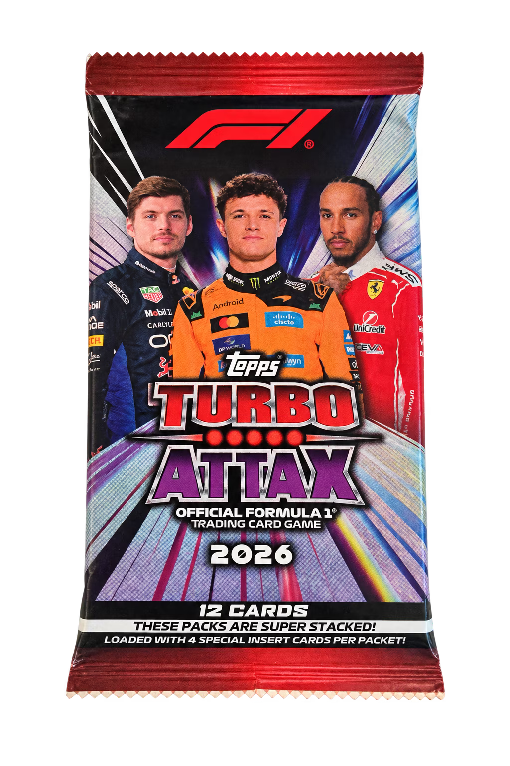 2026 Topps Formula 1 Turbo Attax Booster Pack – roter Pack mit F1-Fahrern