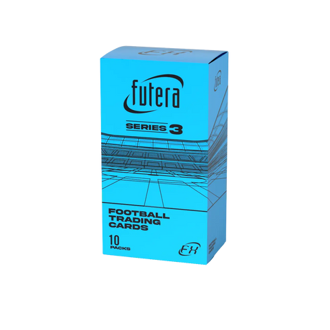 Futera World Football FX Series 3 Hobby Box – türkisfarbene Verpackung mit Linienmuster