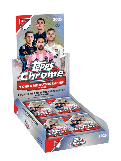 Topps Chrome MLS 2025 Hobby Box - Offizielle Major League Soccer Trading Card Box mit Lionel Messi Motiv