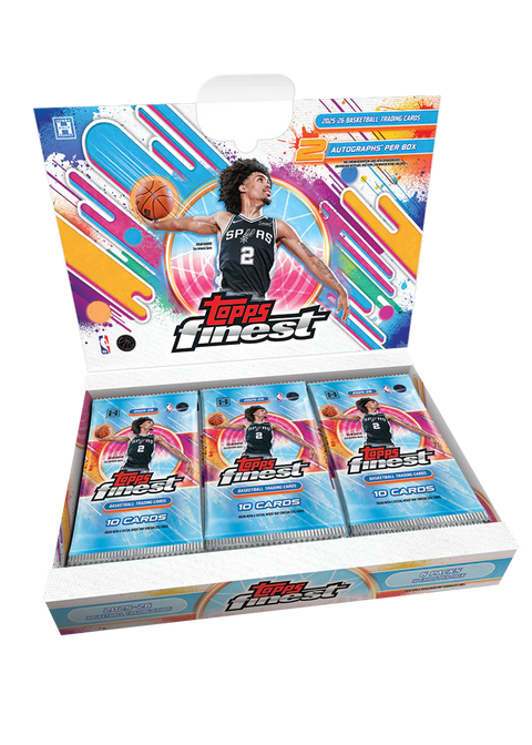 Topps Finest Basketball 2025/26 Hobby Box - Geöffnete Display Box mit Packs und Victor Wembanyama Motiv